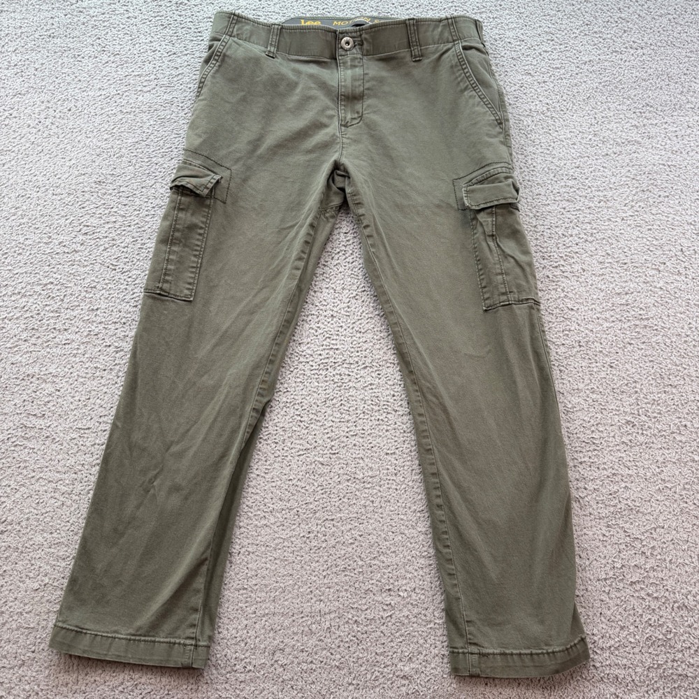 Lee Mens Premium Select Motion Stretch Cargo Pants Olive Green 34x29 Regular Fit